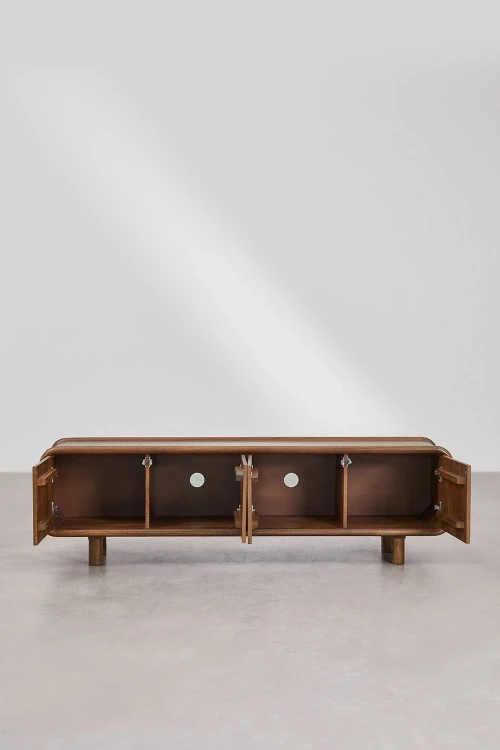 Szafka RTV 175x45 cm z ciemnego drewna mango Gina