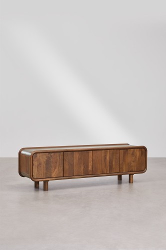 Szafka RTV 175x45 cm z ciemnego drewna mango Gina