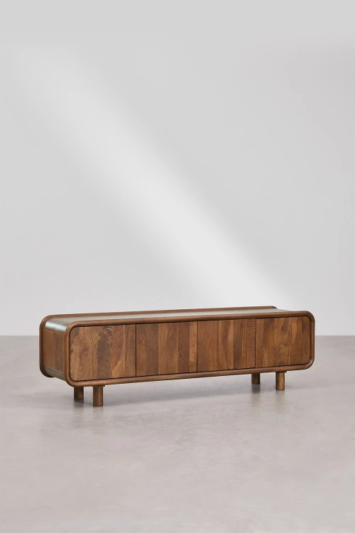 Szafka RTV 175x45 cm z ciemnego drewna mango Gina