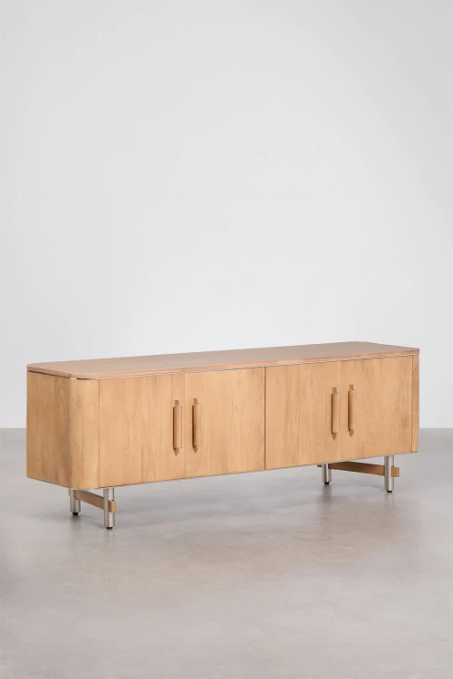 Szafka RTV 160x40 cm z drewna mango i stali Osaka