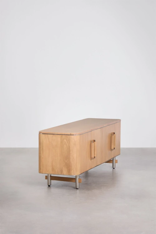Szafka RTV 160x40 cm z drewna mango i stali Osaka