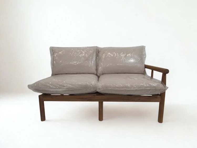 sofa ogrodowa Melvin 2 osobowa z drewna akacjowego wizualizacja