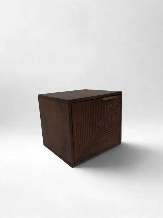 Stolik nocny prostokątny 40x35 cm z drewna mango Baty bokiem