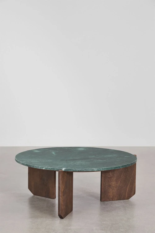 stolik-kawowy-lavinia-z-trawertynu-i-drewna-mango 85 cm